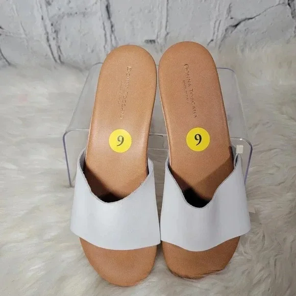 DONNA Toscana Womens White Clog Platform Slide Sandals Neutral Coastal Studded 9 - Picture 6 of 9